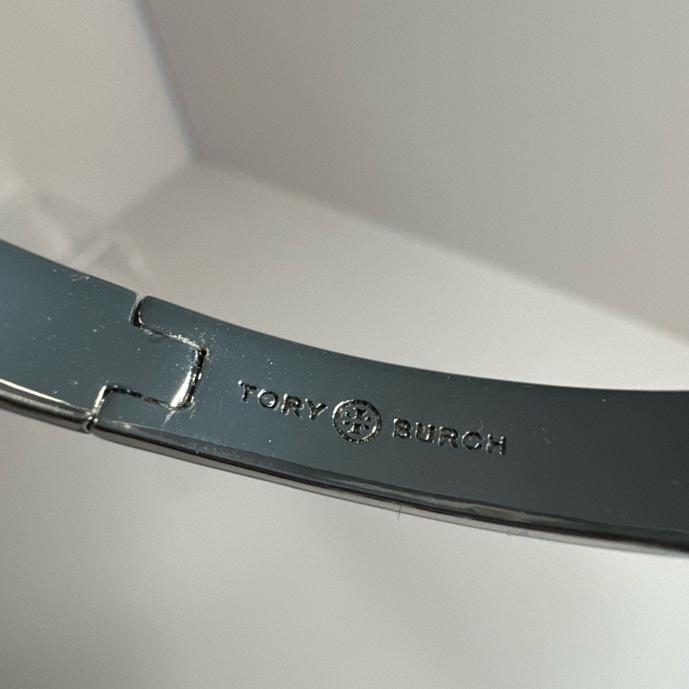 Tory Burch New Kira Blue Enamel Hinge Silver-Toned Bracelet - Picture 5 of 10